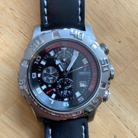 Festina Men's Tour de France F16183/5 Leather Quartz Watch, Black Dial - Picture 1 of 4